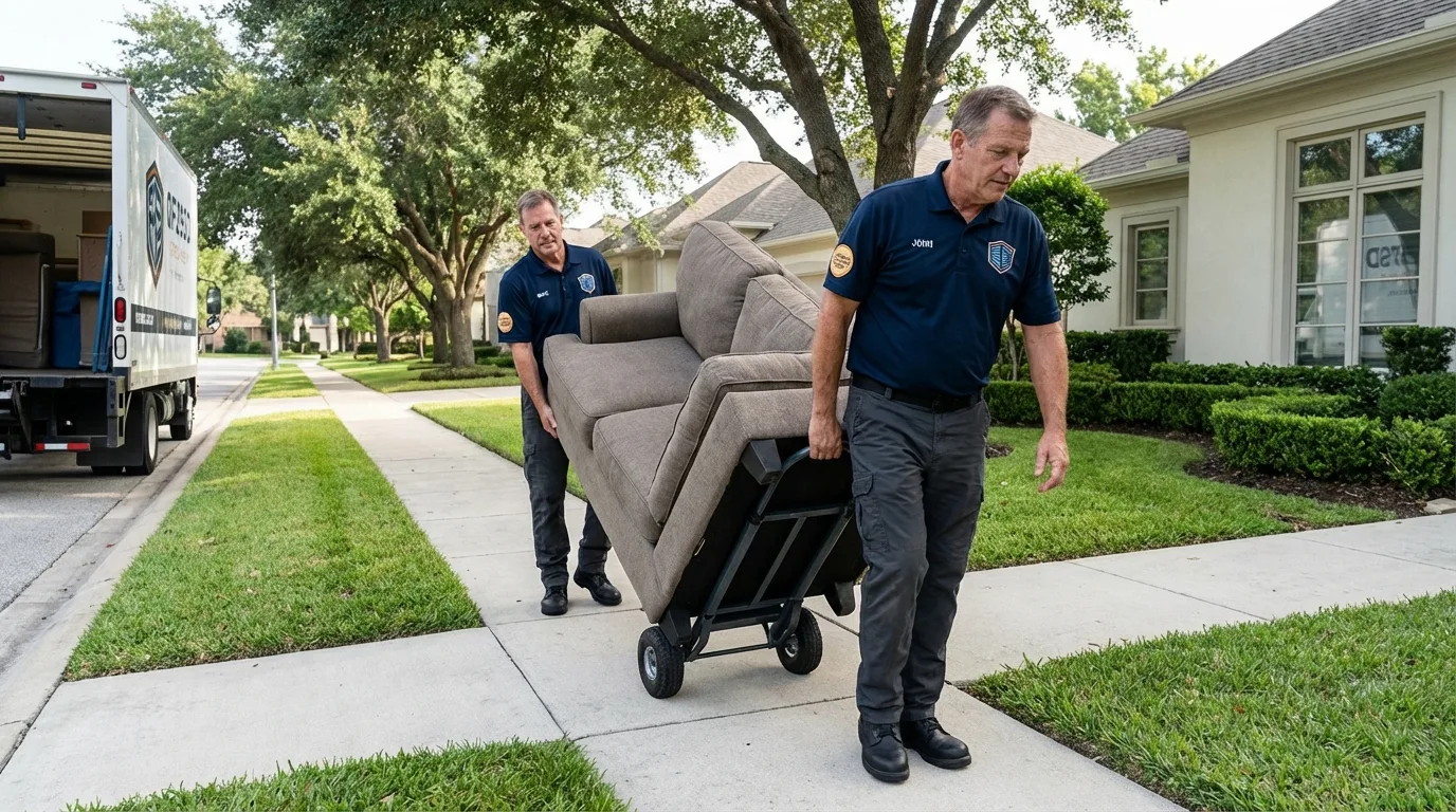 Local residential moving crew loading furniture in Auburn Hills, MI